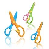2Pcs Blunt Tip Toddlers Training Scissors, Plastic Safety Scissors for Early Preschool Development Tools, Anti-Pinch Design, Child Hand Teachers Eye Coordination Development, DIY Craft Projects
