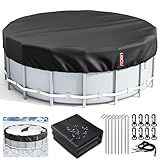 LXKCKJ 21 Ft Round Pool Cover, Winter Covers for Above Ground Pool, Winter Pool Cover Protector with Drawstring Design Increase Stability, PE Tarp Ideal for Waterproof and Dustproof (Black)