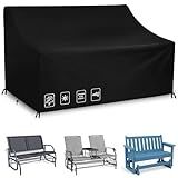 Outdoor Glider Bench Cover with Buckle, Waterproof 2-Person Patio Rocking Chair for Adirondack Double Bench, 420D Heavy Duty Oxford Fabric, Wind-Proof/Anti-UV (Black,44*30*35/24)