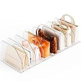 Yieach 2 Pack Acrylic Purse Organizer for Closet - Adjustable Purse Storage and Bag,Handbag Organizers,Clear Shelf Dividers for Closet Organization,Towel,Purse Divider & Display and Clutch Organizer