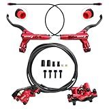 Zoom HB876E Hydraulic Disc Brakes Set 4-Pistons E-Bike Electric Power-OffHydraulic Brake Set for eBike, Mountain Bike, Road Bike (Red)