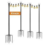 4 Pack String Light Poles for Outside, Thickened Metal Christmas Lights Hanger Pole Outdoor with Fork, Lighting Hanging Post Accessories for Patio Decor Garden Backyard Yard Outside Decorations