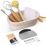 KOACKL Sourdough Starter Kit, 10" Oval Banneton Sourdough Bread Baking Supplies with Bread Scoring Lame, Scrapers, Dough Whisk, Sour dough Bread Proofing Basket Tools for Fermentation