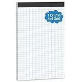 Large Graph Paper Pad 11 x 17, Grid Paper, 4x4 Graph Ruled, Blueprint Quadrille Pad, 30 Sheets Engineering Paper, Drafting Paper, Graft Paper for Architect Engineer Designer Mathematician Draftsman
