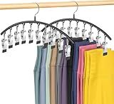 Legging Organizer for Closet,Leggings Hangers for Closet 2 Pack Pants Hangers w/10 Clips, Space Saving Hangers Closet Organizers and Storage for Pants Skirts Scarf Legging