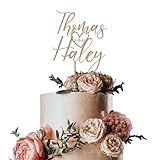 Wedding Cake Topper | Personalized Script Last or First Names in Wood or Acrylic | Custom Bride & Groom Cake Decoration | Anniversary & Bridal Shower Cake Toppers