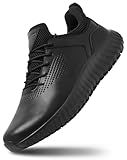 SHULOOK Men's Non Slip Work Shoes Slip On Sneakers Waterproof Food Service Kitchen Chef Restaurant Slip Resistant Walking Shoes Lightweight Comfortable Working Footwear Black Size 9.5