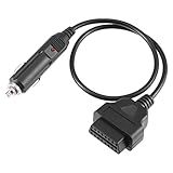 X AUTOHAUX OBD2 Male to Cigarette Lighter Memory Saver Emergency Power Supply Cable Diagnostic Tool Adapter Connector Cable