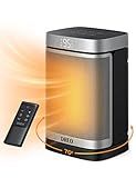 DREO Space Heater, 1500W Portable Electric Heaters for Indoor Use, PTC Ceramic Heater for Office with Remote, Thermostat, 70°Oscillation, 12H Timer, 5 Modes, Quiet Safe Room Heater for Bedroom