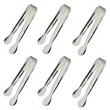 6PCS Ice Tongs Mini Sugar Tongs 4.25Inch Stainless Steel Kitchen Utensils Set,Small Serving Tong and Tiny Kitchen Tong for Appetizers,Tea Party, Coffee Bar, Desserts by Sunenlyst (Silver)