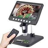 7 Inch 1080P Digital Microscope,1200X Magnification,8 LED Lights,32GB TF Card Included, Rechargeable Battery, Handheld USB Microscope Camera for PCB Repair,Soldering, Coin,Stamp,Jewelry Inspection