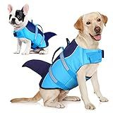 AOFITEE Dog Life Jacket, Shark Dog Life Vest for Swimming Boating, High Flotation Pet Lifesaver with Rescue Handle, Reflective French Bulldog Lifejacket, Life Jackets for Small Medium Large Dogs, M