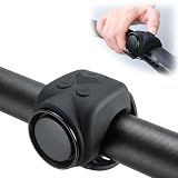120dB Loud Bike Horn Electric Ebike Bell, Small Battery Operated Universal Mount Horns for Motorcycle Scooter Bicycle, Waterproof, USB C Rechargeable, 4 Funny Sounds & 5 Volume Settings - Black