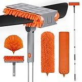 Ceiling Fan Cleaner Duster with 72‘’ Extendable Long Handle Cleaning Duster Kit, Reusable Chenille & Microfiber Mop Head for High Ceiling Fan Blade Wall Blinds Cobweb