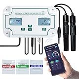 Smart 3-in-1 pH, EC & Temperature Water Quality Monitor with App Control – Continuous Online Tester for Hydroponics, Aquariums, Pools, Labs & Aquaculture