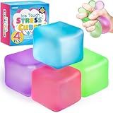4 Pack Stress Cube, Slow Rising Ice Cube Stress Balls for Adults Kids, Sensory Fidget Toy for Anxiety Relief, Square Shape Squishy Balls for Classroom Prizes, Cube Squishy for Party Favors
