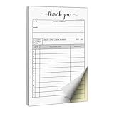 321Done Thank You Receipt Book, Made in USA - 3.4x5.5 Order Form, 2-Part Carbonless Sales Invoice Pad for Small Business - 50 White/Yellow Sets