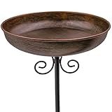 OUISJYER Small Metal Bird Bath for Outdoors, 10" Dia Bowl with Stake Birdbaths Garden Yard Lawn Decor 0.4 Gallon