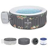 Bestway SaluSpa Aruba 2 to 3 Person Inflatable Hot Tub, Round Energy-Efficient Portable Outdoor Spa with 110 AirJets, 67" x 26"
