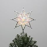 Philips 11.25" Silver Star Treetopper with Iridescent Tinsel - 3 Light Functions with Control Box and Coil - 10 Bicolor Microdot LEDs - 72" Lead-in