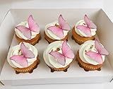 SS Cohen Edible Wafer Glutinous Paper Butterflies for Birthday Cake Decorating include 48 Pcs Colorful Small Pastel Cupcake Topper Decorations, Birthday Cake Topper (pink)