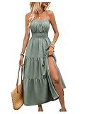 BEAUDRM Women's Summer Maxi Dresses Boho Summer Wedding Guest Dress Beach Vacation Outfits Cruise Flowy Milkmaid Sundresses Green Medium