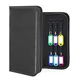 Portable Zippered Key Organizer, Waterproof Fireproof Key Case with 12 Key Hooks and Tags,Portable Key Storage for Rental Management Real Estate Sales Hotel Executives and Car Service (12 keys)