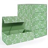 LFBOX Green Leaves Gift Box with Magnetic Lids 13.8x8.3x4.4 in, Large Bridesmaid Proposal Boxes, Rectangle Wedding Decorative Storage Box 5 Pack