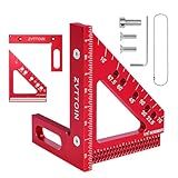 3D Multi-Angle Measuring Ruler, 0°-90° Aluminum Alloy Measuring Ruler, Woodworking Square Measuring Tool (4.40 inch, red)