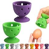 2 PCS Egg Washer for Fresh Eggs, Silicone Egg Brush Cleaner, Egg Cleaner Scrubber for Fresh Eggs, Reusable Multipurpose Washing Egg Tool for Fruits and Vegetables (Purple/Green)