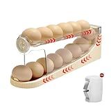 0510SKER egg holder for fridge-Auto Rolling Fridge Egg Organizer,egg dispenser for refrigerator,Egg preservation rack,Egg Storage Rack for Kitchen,egg container refrigerator(Clear, 2 Tiers)