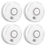 LSHOME 4 Pack Smoke Detector Fire Alarms 9V Battery Operated Photoelectric Sensor Smoke Alarms Easy to Install with Light Sound Warning, Test Button,9V Battery Included Fire Safety for Home