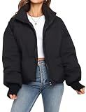 Gihuo Women’s Winter Cropped Puffer Jacket Coat Short Warm Quilted Jacket(Black-M)