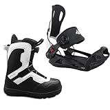 System MTN Rear Entry Step in Bindings w/Pro Twist Boots Men's Complete Snowboard Package (Medium Bindings, 8)