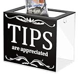 Yamahiko Tip Jars for Money Acrylic Tip Box Bucket 6 x 4 x 5 Inch Money Coin Storage Container Acrylic Donation Collection Suggestion Raffle Cash Box Jar for Restaurants Musicians Bartender