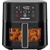 Chefman Air Fryer – 6 QT Compact Airfryer for Quick & Easy Meals, Features Hi-Fry Technology for Extra Crisp, Easy-View Window, Touch Controls with 4 Presets, Nonstick & Dishwasher Safe Basket - Black
