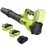Leaf Blower Cordless,SIXCRAFTSMEN 21V Cordless Electric Blower with 2 Batteries and Fast Charger, 6-Speeds Lightweight Leaf Blower with Extension Tube for Patio, Lawn,Garage,Blowing Leaves, Dust, Snow