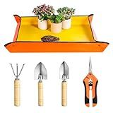 Josteve Plant Repotting Mat, 5Pcs Succulent Tools Mini Garden Small Gardening Tools Indoor, Pruning Shear Gardening Scissor, Hand kit for Bonsai, Cactus, Fairy, Houseplant Transplanting, Seedling