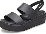 Crocs Brooklyn Low Wedges Sandal, Black/Black, 8
