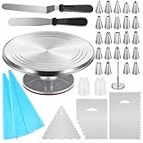 Kootek Aluminium Cake Turntable, 12 Inch Rotating Cake Stand, 35 pcs Cake Decorating Kit Supplies with 24 Numbered Icing Piping Tips, 2 Frosting Spatula, Pastry Bags and Other Baking Tools