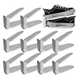 Shoe Stackers Space Saver, Adjustable Double Layer Stack, Holder for Closet Organization (White, 10 Pack)