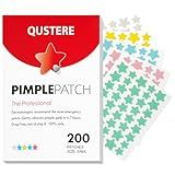 QUSTERE Pimple Patches for Face, Hydrocolloid Acne Patches, Cute Star Zit Covers, Colorful Spot Stickers with Tea Tree, Salicylic Acid & Cica Oil| 3 Sizes (10mm, 12mm & 14mm) |200 Count