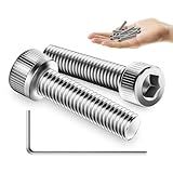 Mywish (25Sets) M6 Bolts, M6 x 25mm Socket Head Cap Screws Bolts, 304 Stainless Steel Allen Socket Hex Drive Screws, Bright Finish Screw Kit with Nuts and Washers & Hex Spanner