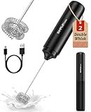 SIMPLETASTE Rechargeable Milk Frother Handheld Dual Coil Whisk Head Mixer