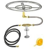 MCAMPAS 12 Inch Natural Gas Fire Pit Burner Ring Kit - Stainless Steel DIY Installation Kit for Outdoor Fire Pits, Includes Pan & Fasteners - Compatible with Propane Conversion