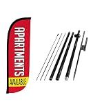 LookOurWay Feather Flag Pole Kit - 7 Feet Tall Advertising Banner with Fiberglass Pole Set and Ground Spike for Business Promotion - Real Estate Flags - Apartments Available
