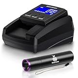 RIGHTSHOP Counterfeit Bill Detector Machine with UV Flashlight, IR MG UV Detection - Fake Bill Checker for USD, EUR & GBP, Cash Value Calculator with Automatic 4-Way Orientation