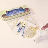 7 Pcs Soft Bendable Ruler Geometry Set Compass Set with Maths Protractor Rulers, Cartoon Flexible Rulers, Drawing Measuring Tools, Ruler Kit for Class School Supplies (Capybara)