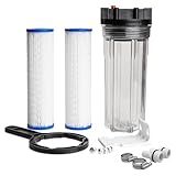 Cold Plunge Water Filter System, 10" Housing with 3/4" NPT Ports, 2× 50 Micron Pleated Filters, Mounting Kit & Wrench, Inline Sediment Filtration for Ice Baths, Whole House, Pool or Spa Use