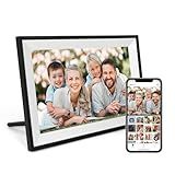 Digital Photo Frame 10.1 Inch WiFi Digital Picture Frame IPS HD Touch Screen Smart Cloud Photo Frame with 32GB Storage, Auto-Rotate, Easy Setup to Share Photos or Videos Remotely via AiMOR APP (Black)